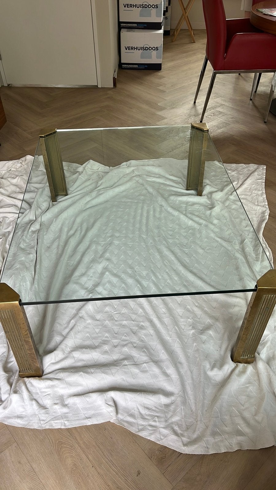 Klassieke glazen tafel, Ophalen, 100 tot 150 cm, Klassiek, 50 tot 100 cm