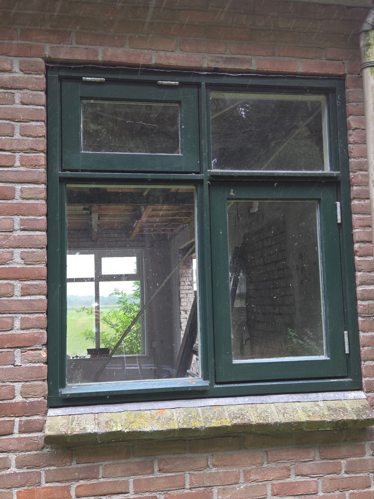 Hardhouten kozijn met 1x draaidraam en 1x uitzetraam dubbelg, Ophalen, Gebruikt, Raamkozijn, Vst