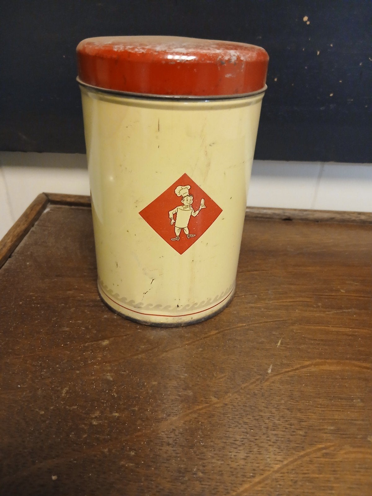 Vintage blikken busje Bolletje - 13,5 cm hoog, Ophalen of Verzenden