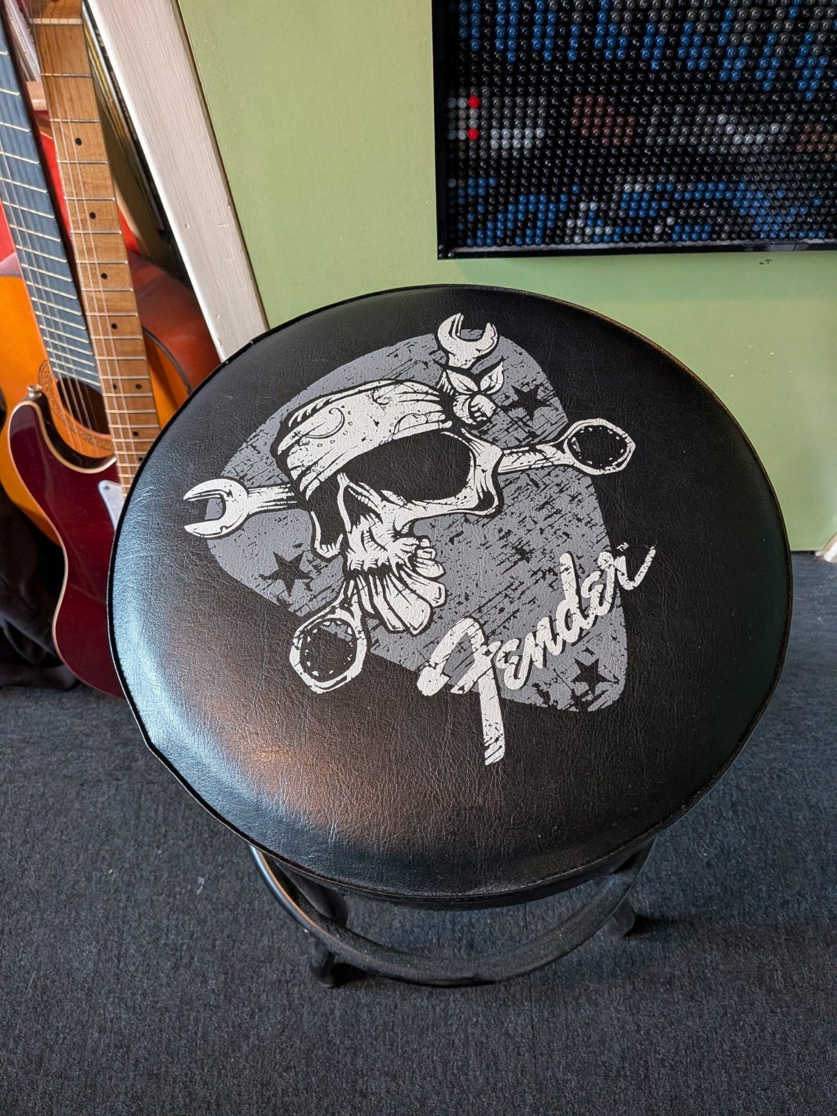 Fender David Lozeau zwarte barkruk met logo 24 inch, Ophalen