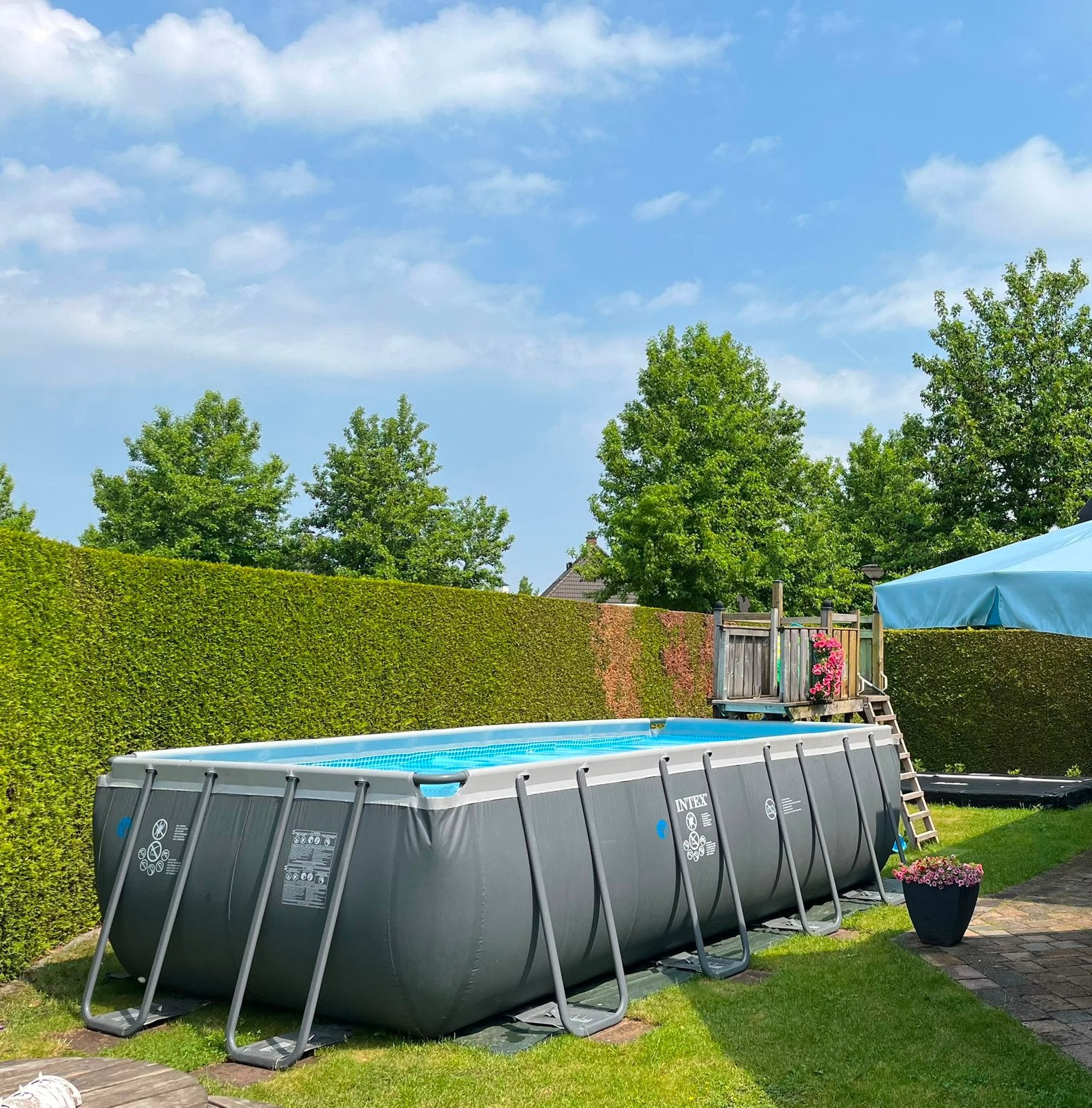 Intex zwembad, compleet incl pomp, ondervloer en toebehoren, Gebruikt, 300 cm of meer, Rechthoekig, Ophalen