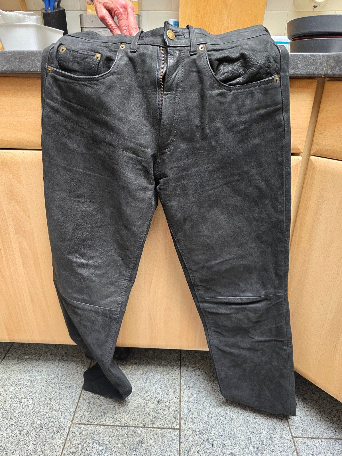 Zwarte lederen broek, Zwart, Ophalen of Verzenden, Maat 34 (XS) of kleiner, Lang