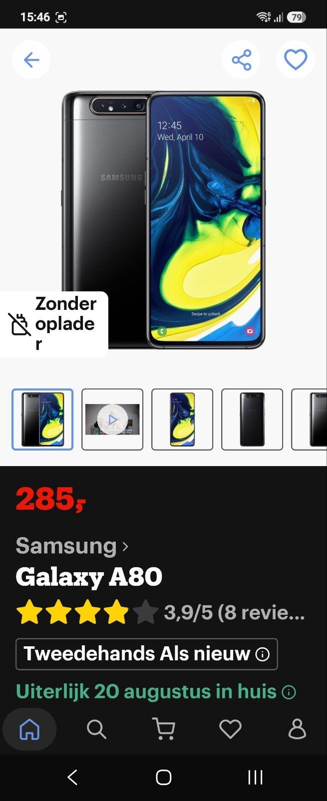 Samsung Galaxy luxe A80(goldcolor)6.7"128gb 8gb ram va120€!, Telecommunicatie, Mobiele telefoons | Samsung, Overige modellen, Touchscreen