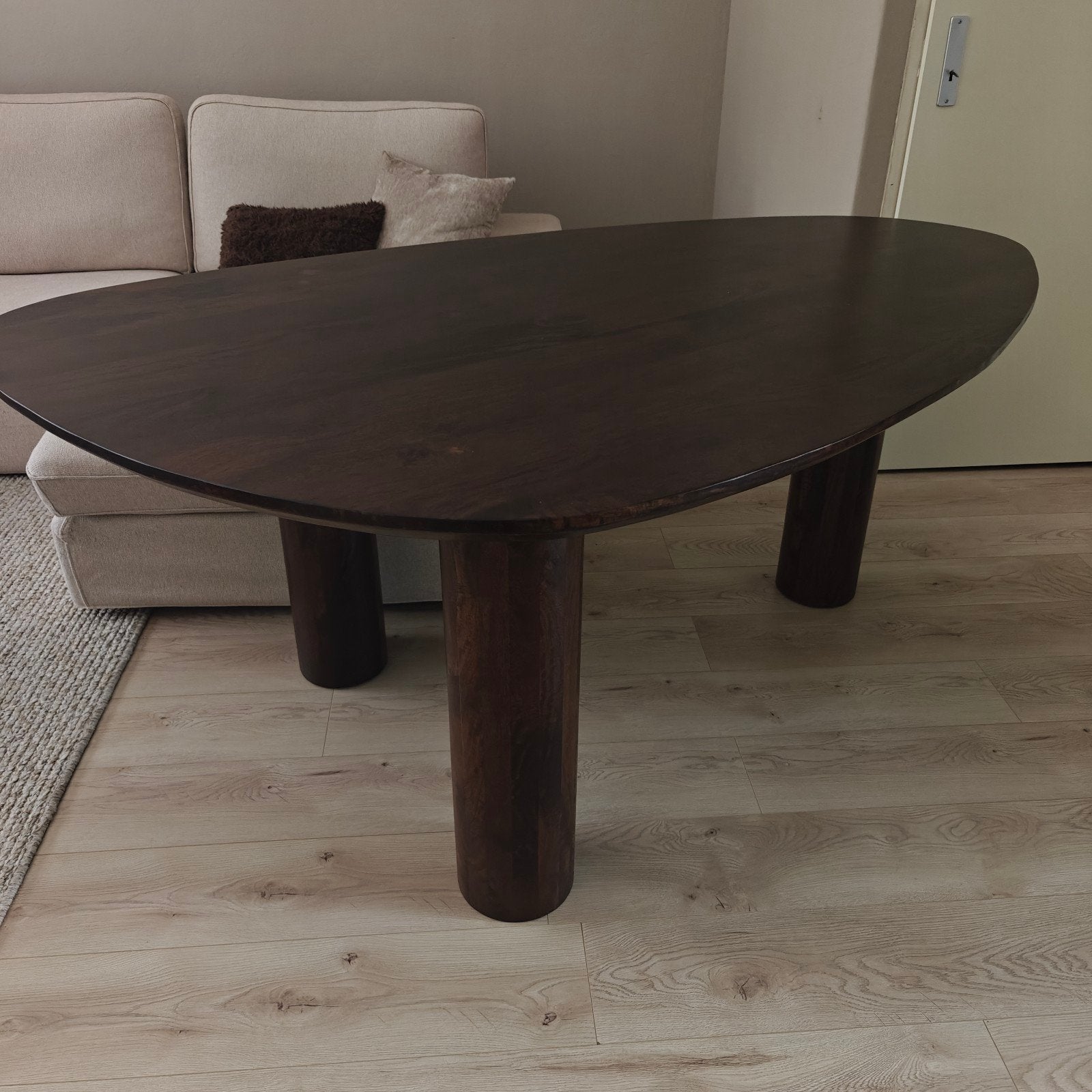 Organische Japandi  eettafel walnoot, Zo goed als nieuw, 150 tot 200 cm, Rechthoekig, 50 tot 100 cm