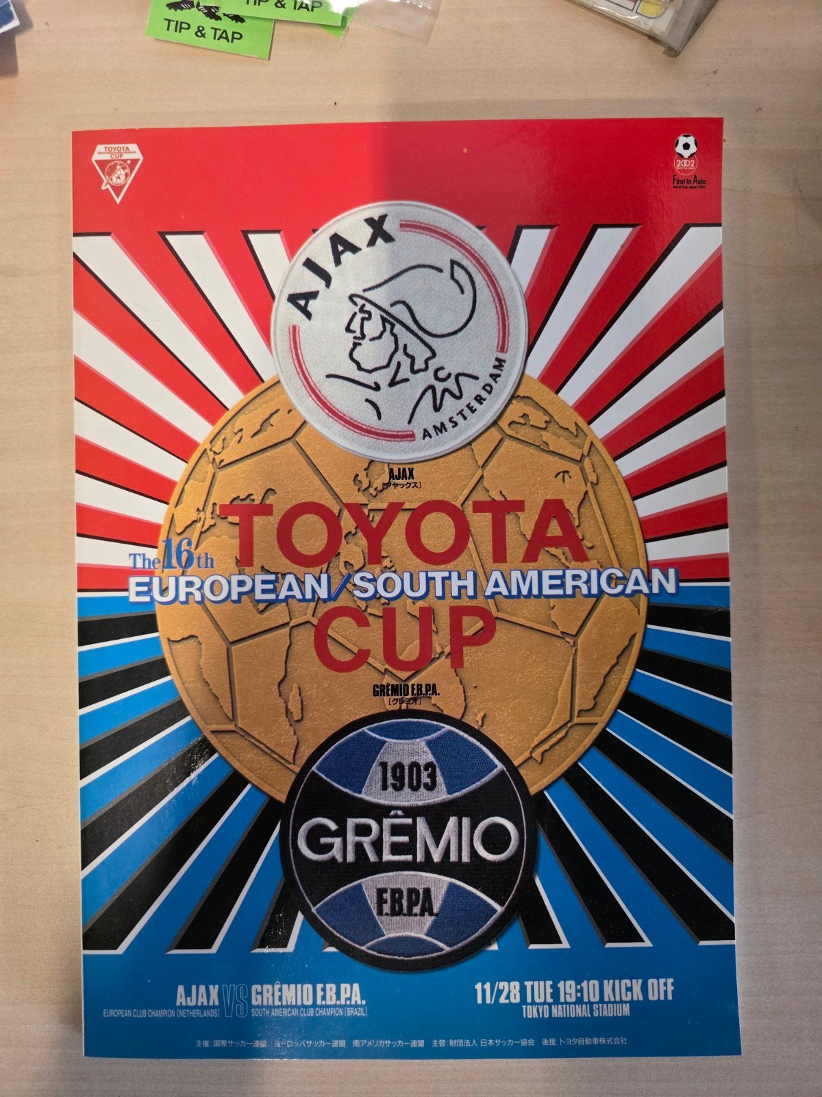 Programma boek Ajax Gremio 1995 - Toyota Cup Nieuwstaat, Ophalen of Verzenden, Ajax, Boek of Tijdschrift, Ajax
