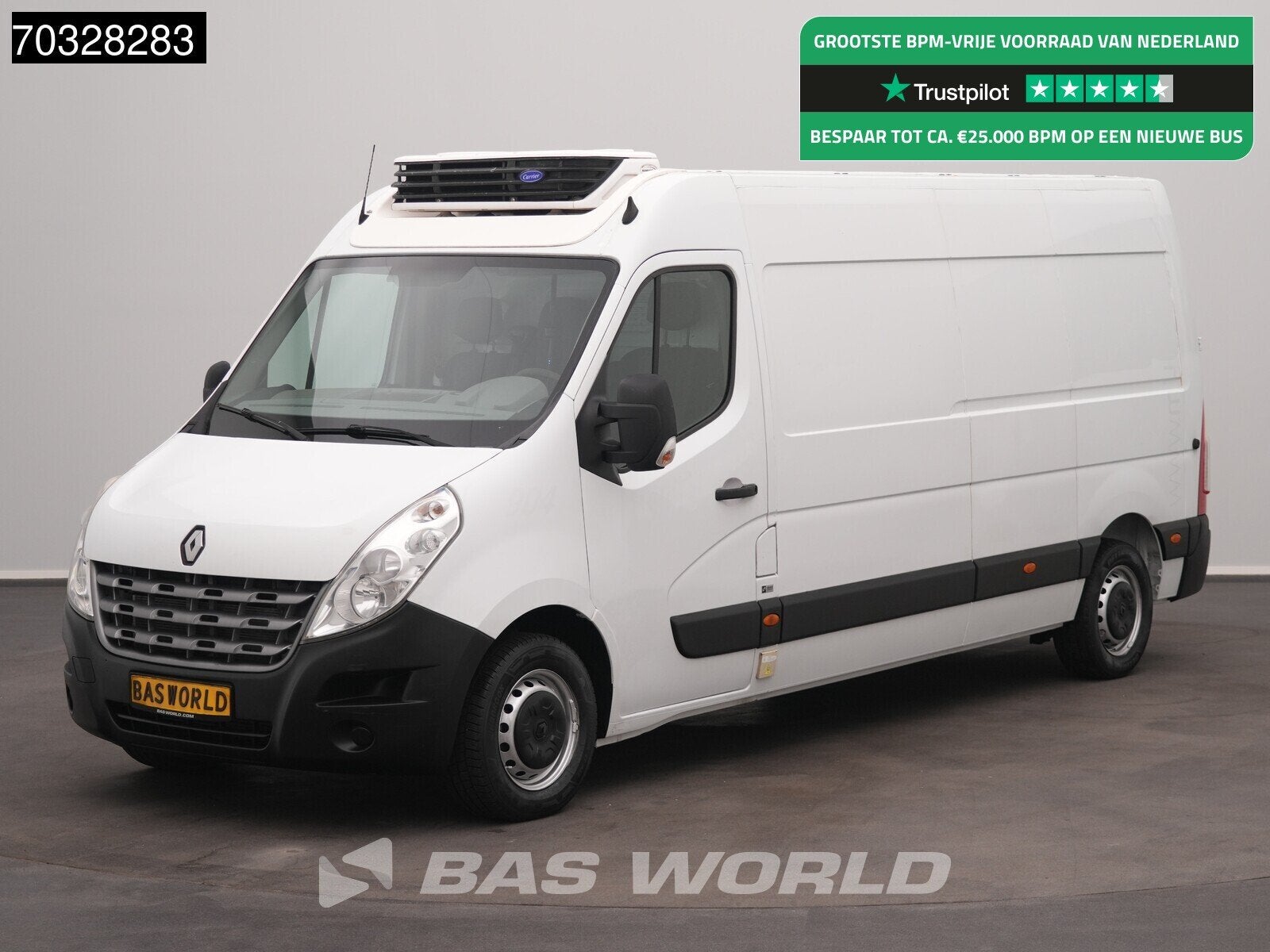 Renault Master 125PK Koelwagen L3H2 Carrier Xarios 350 230v, Euro 5, Gebruikt, 4 cilinders, Parkeersensor