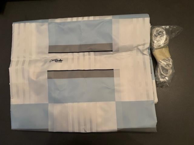 Spirella douchegordijn blauw wit grijs180 breed x 200 hoog., Ophalen of Verzenden, Zo goed als nieuw, Blauw, Overige typen