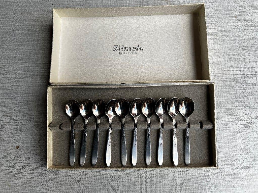 10 Vintage GERO  / Zilmeta Dessert lepeltjes., Gero, Bestekset, Overige typen, Ophalen of Verzenden