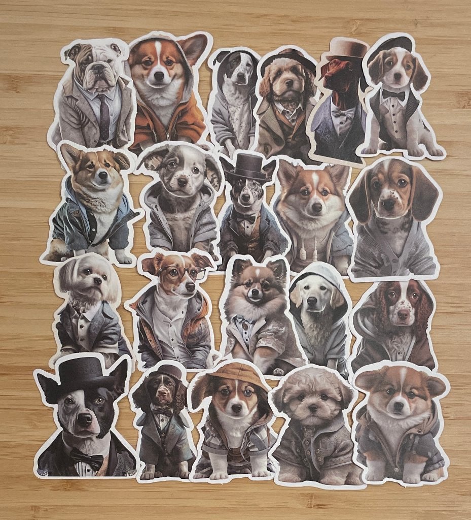 Honden met kleding aan stickers, Verzenden, Nieuw, Meerdere stickers