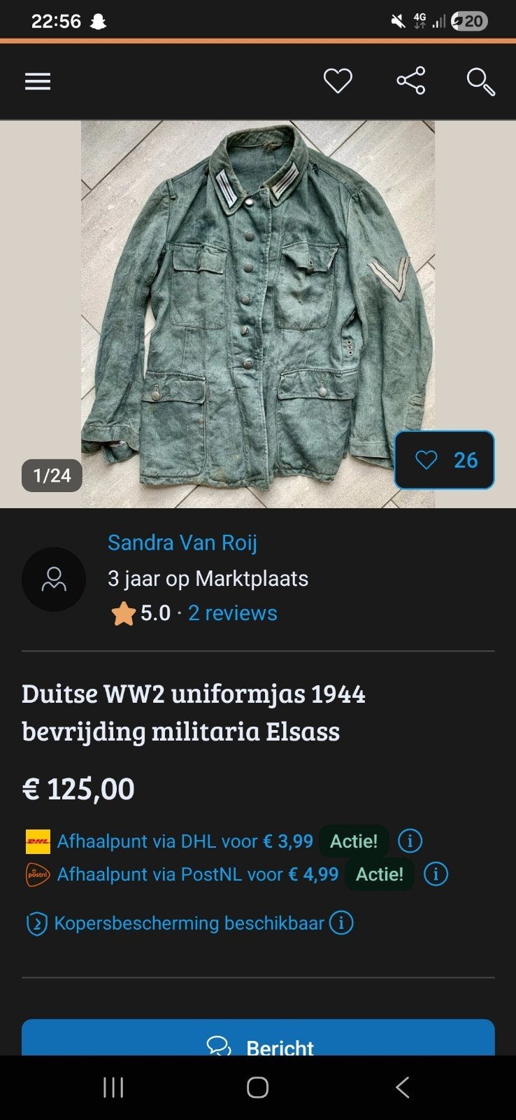 Duitse WW2 uniformjas 1944 bevrijding militaria Elsass, Ophalen of Verzenden, Landmacht, Duitsland