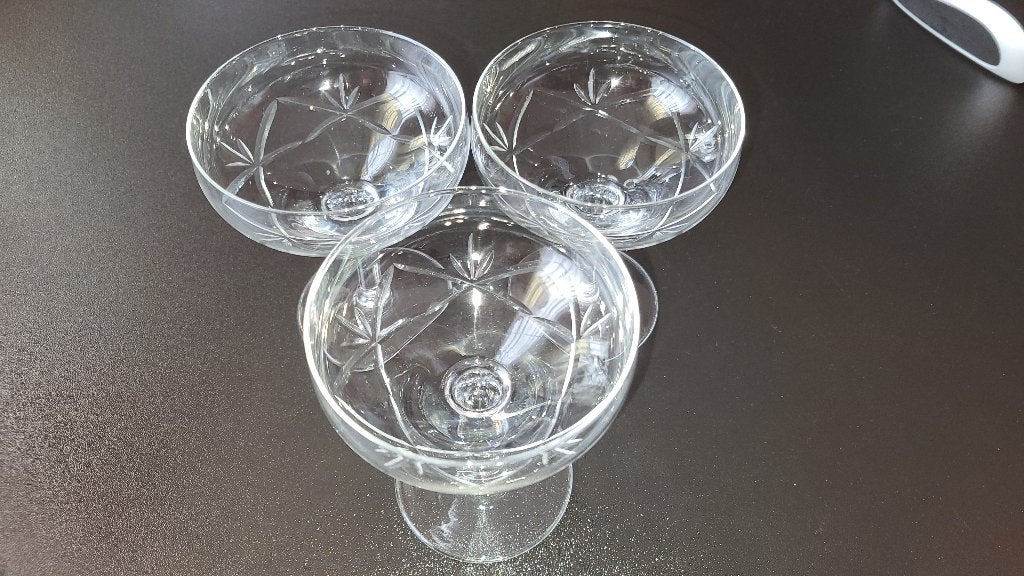 Gegraveerde kristallen champagnecoupes 3 stuks, Ophalen