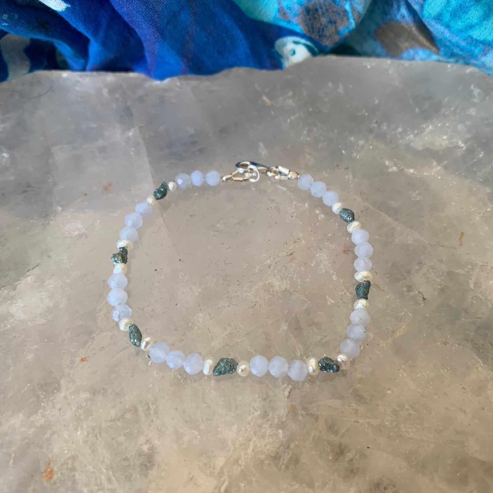Chalcedoon diamant ruw vertrouwen beschermt magie uniek, Met bedels of kralen, Blauw, Magnolia11, Nieuw
