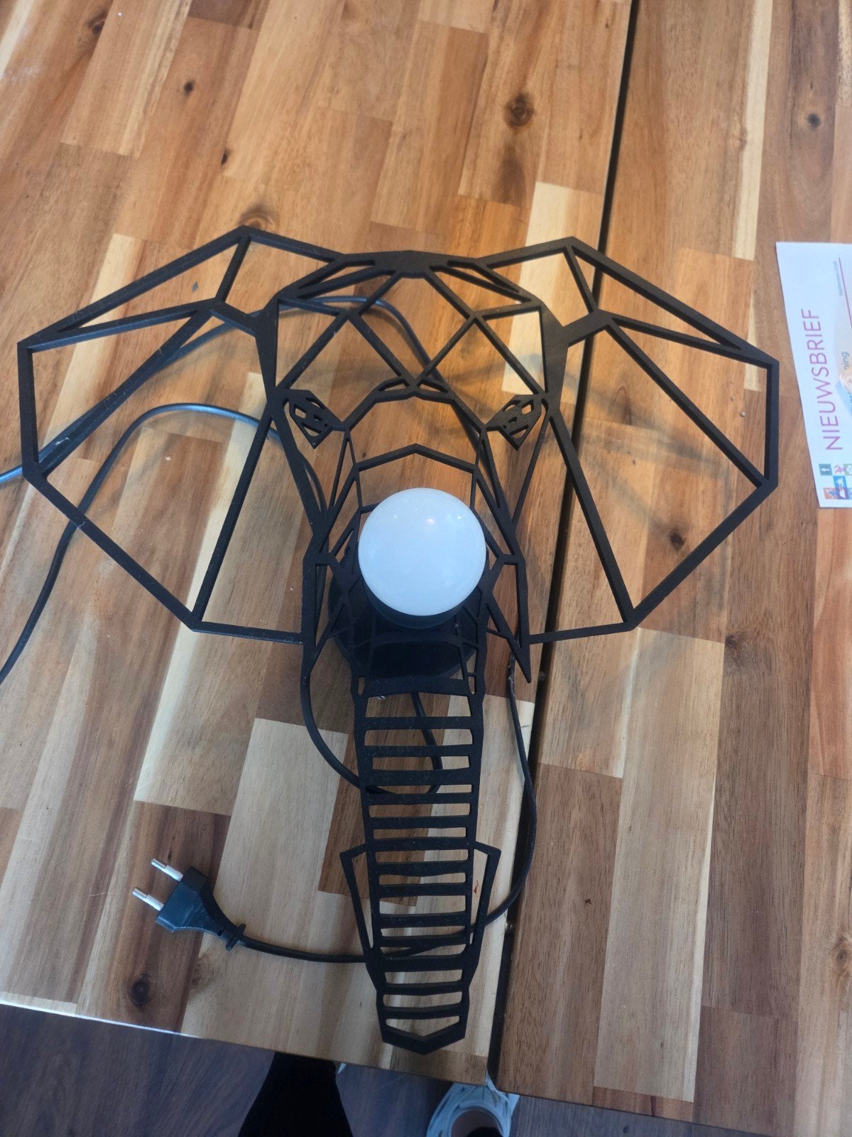 Unieke olifant wandlamp - geometrisch design, Metaal, Overige merken, Zwart, Industrieel