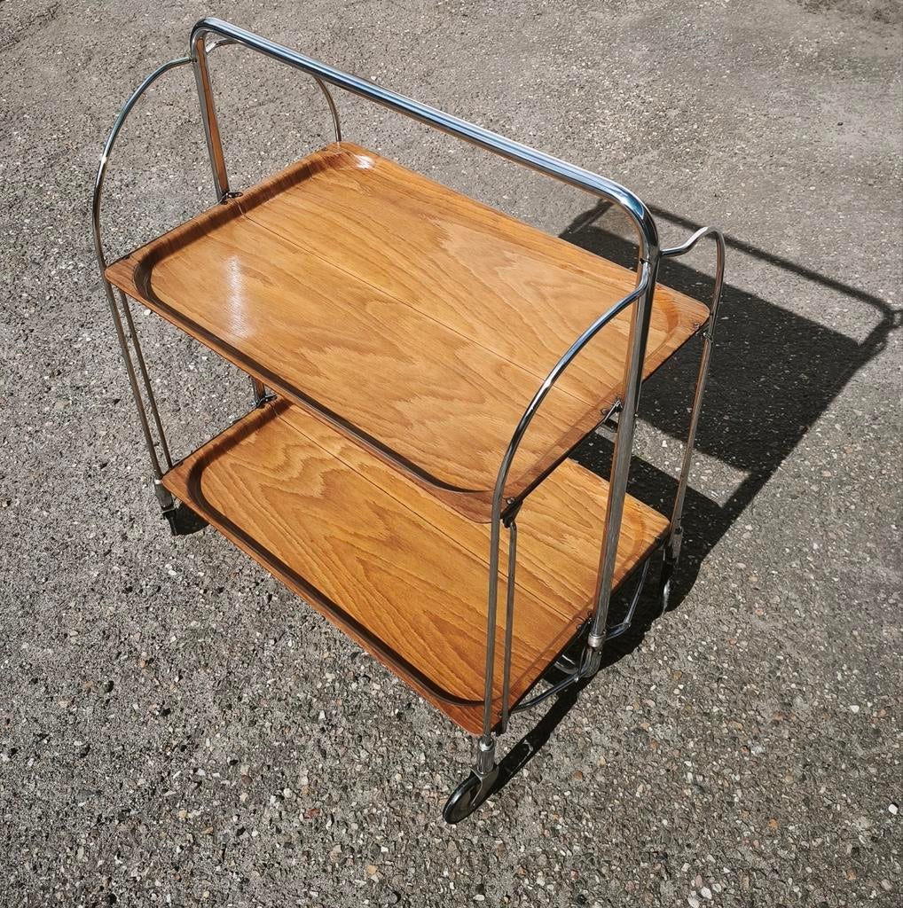 Vintage jaren 60 Bremshey & Co opklapbare serveerwagen, Ophalen, Gebruikt