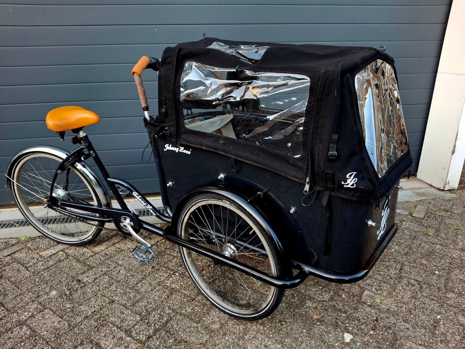 mooie Johnny Loco bakfiets + NIEUWE regenhuif, Ophalen, Gebruikt, Huif, 2 kinderen