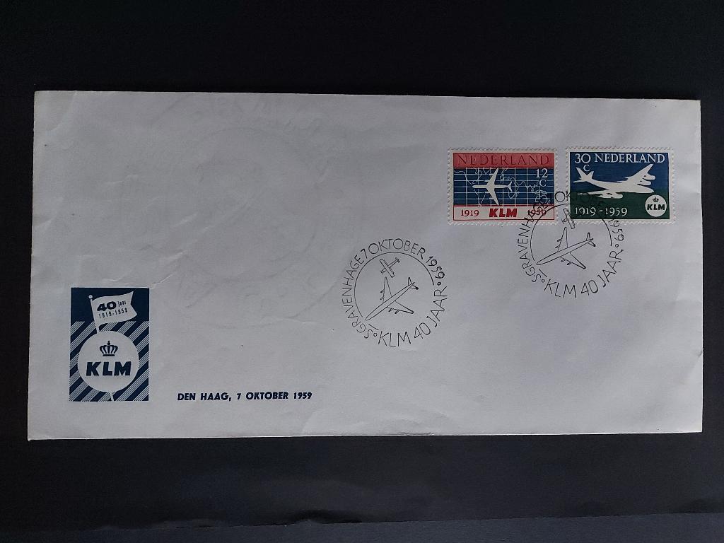 KLM 40 jaar envelop uit 1959 (L168), Ophalen of Verzenden, Envelop