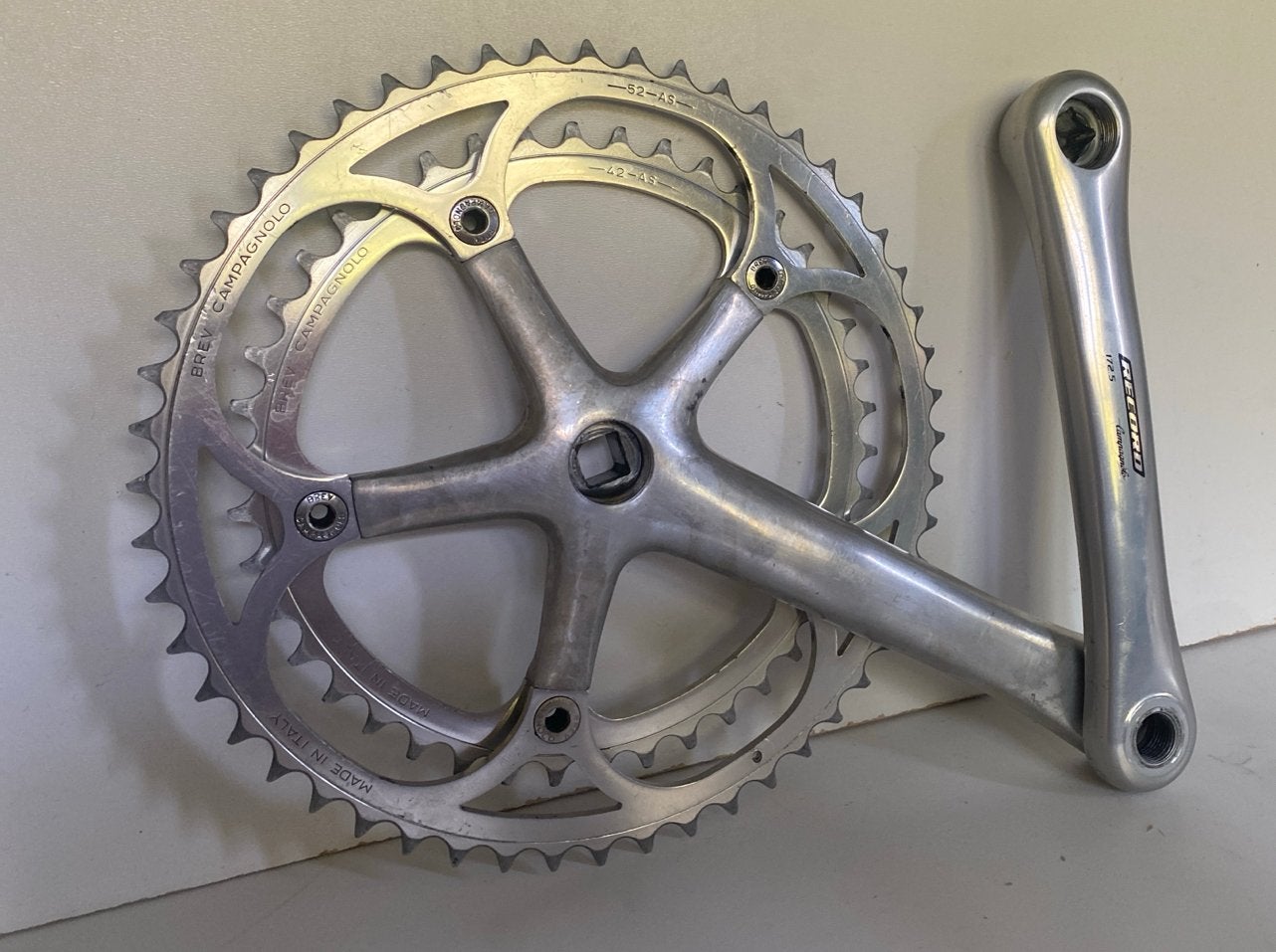 Campagnolo Record Crankstel 172.5mm - Vintage Racefiets, Fietsen en Brommers, Crankstel of Pedalen, Gebruikt, Ophalen of Verzenden