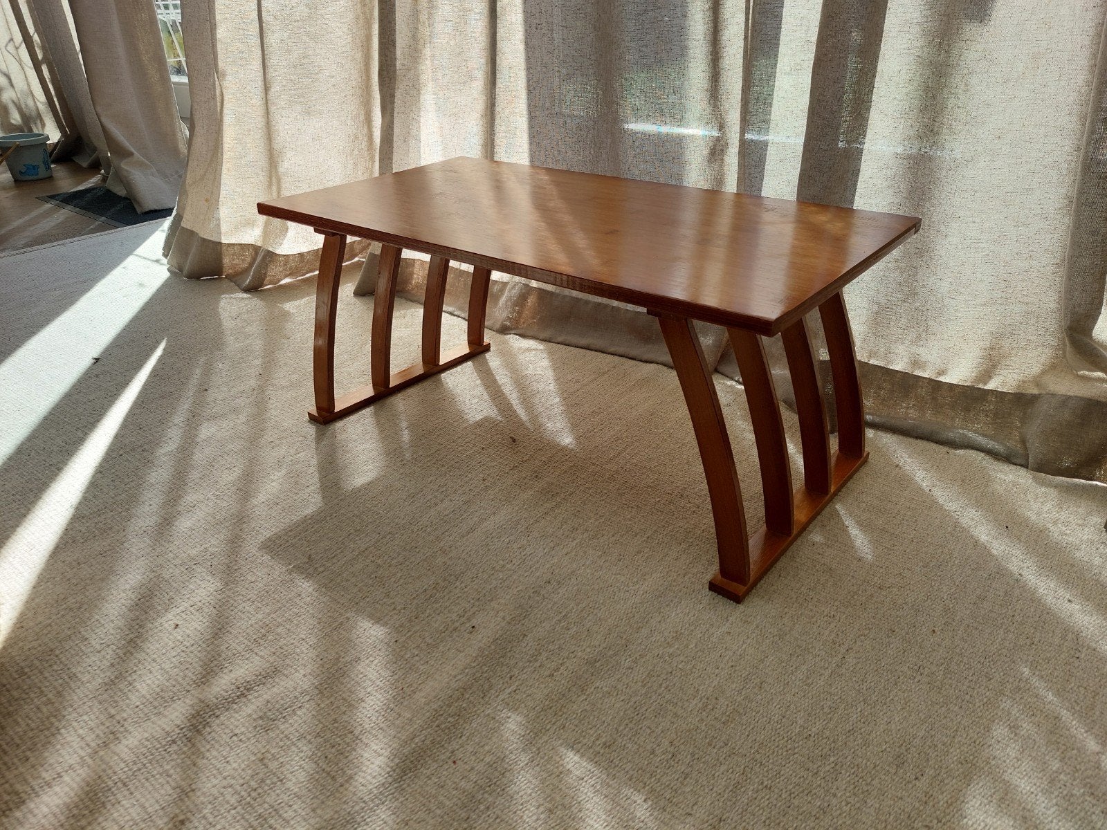 Aparte Japanse tatami lage bamboe salontafel, Minder dan 50 cm, 50 tot 100 cm, Ophalen of Verzenden, Zo goed als nieuw