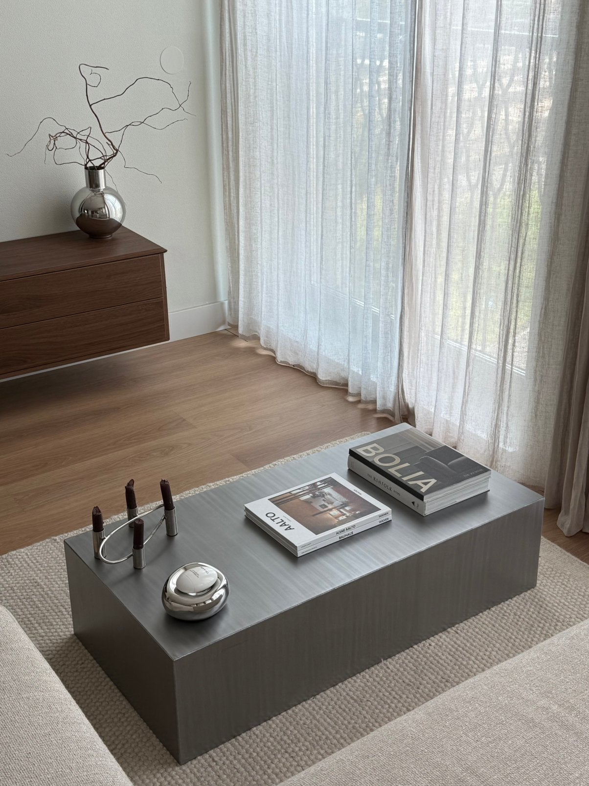 RVS salontafel, Ophalen, Gebruikt, 100 tot 150 cm, 50 tot 100 cm