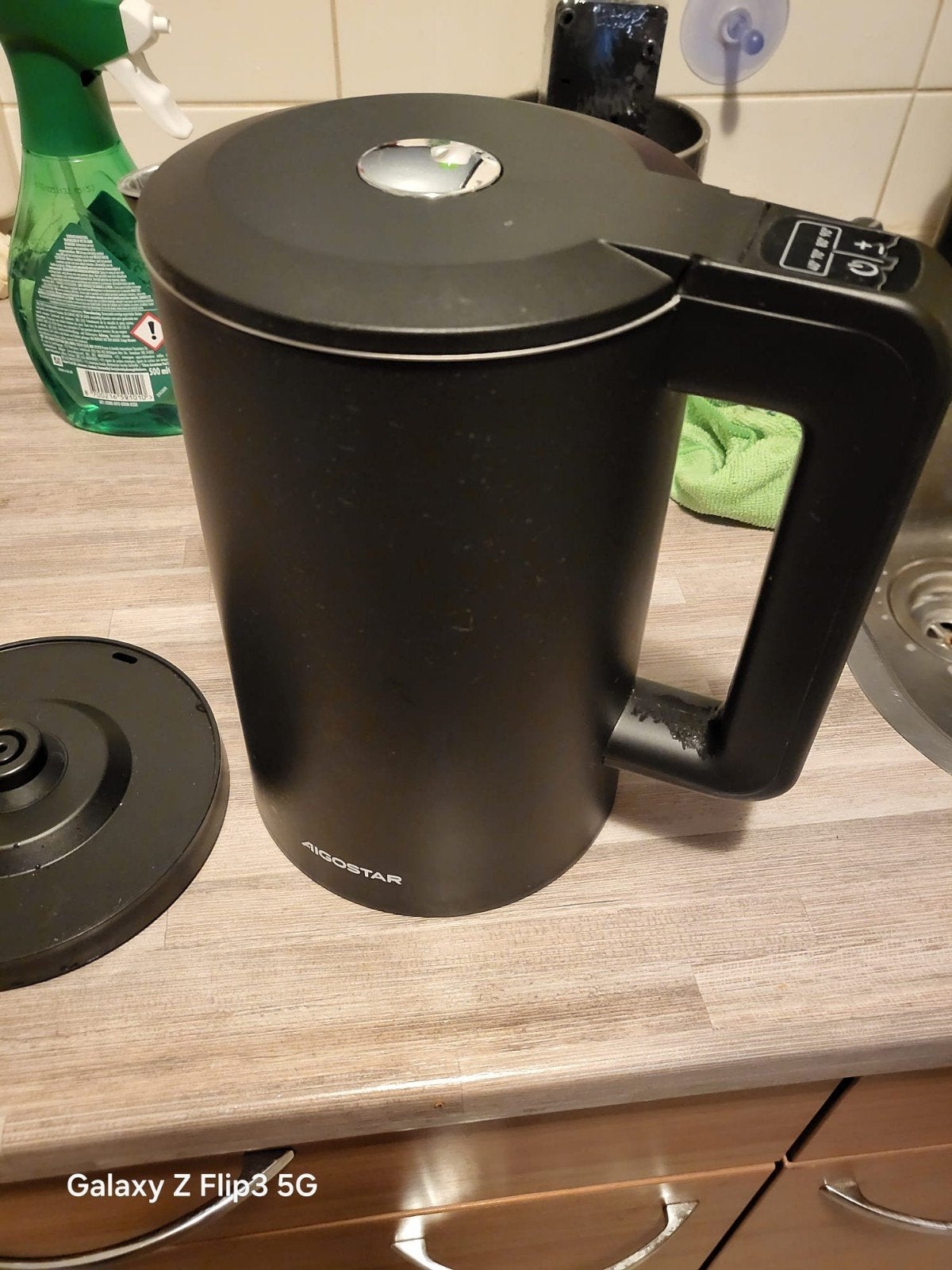 Aigostar Waterkoker Zwart - 1.7L RVS Draadloos, 1 tot 2 liter, Ophalen of Verzenden, Zo goed als nieuw, Rvs