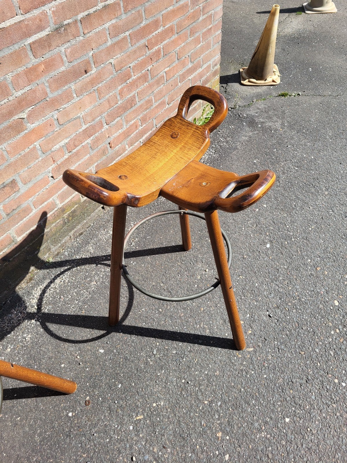 Vintage marbella barkrukken 4 stuks by sergio rodrigues, 5 krukken of meer, Ophalen of Verzenden, Hout, 60 tot 90 cm