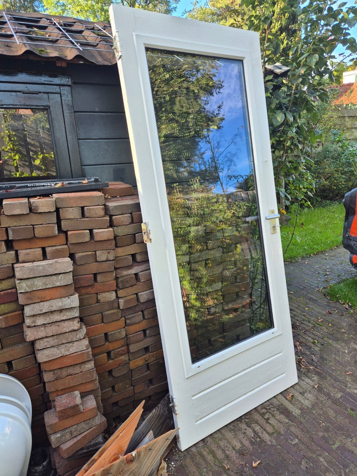 Hardhouten Buitendeur RAL 9010 met HR++ Dubbel Glas, 80 tot 100 cm, Minder dan 200 cm, Ophalen of Verzenden, Glas