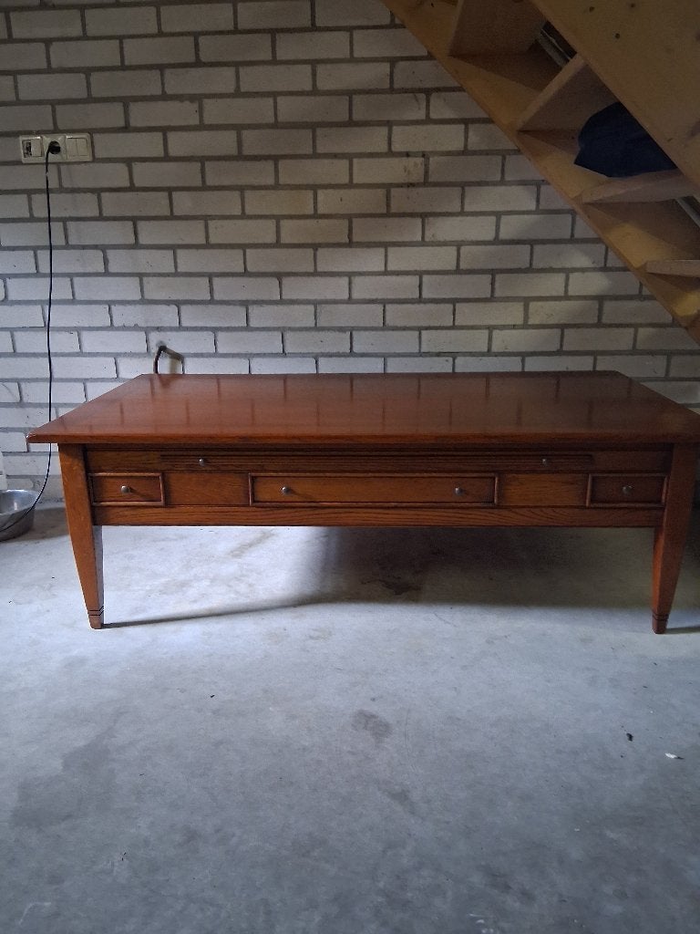 Klassieke houten salontafel met lades, Ophalen, Klassiek, Gebruikt, Eikenhout