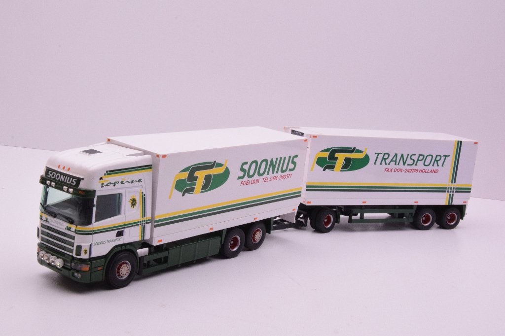 Scania 144  '' Soonius transport ''  Tekno, Ophalen of Verzenden, Zo goed als nieuw, Bus of Vrachtwagen, Tekno