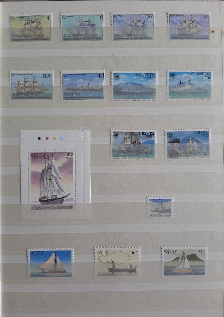 Nevis St. Kitts Nr. 4 Postzegels Schepen Postfris, Ophalen, Postfris, Overige thema's