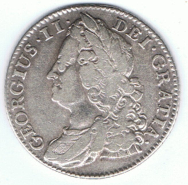 23-1185 Engeland 1 shilling 1743/41, Ophalen of Verzenden, Overige landen, Losse munt, Zilver