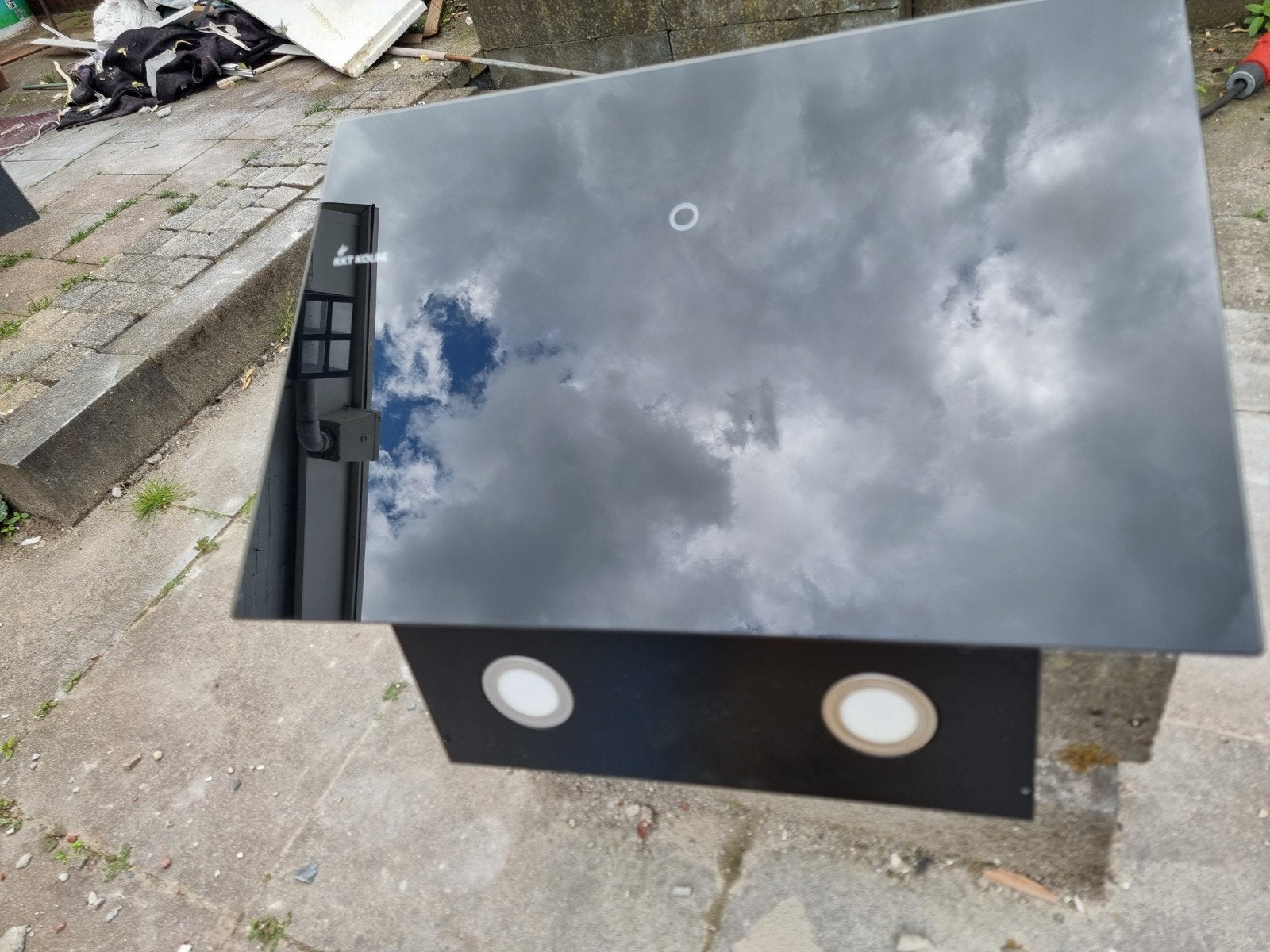 Afzuigkap met glazen plaat - Zwart, Gebruikt, Witgoed en Apparatuur, Afzuigkappen, Gebruikt, Inbouw, Onderbouw afzuigkap, Minder dan 200 m³ per uur