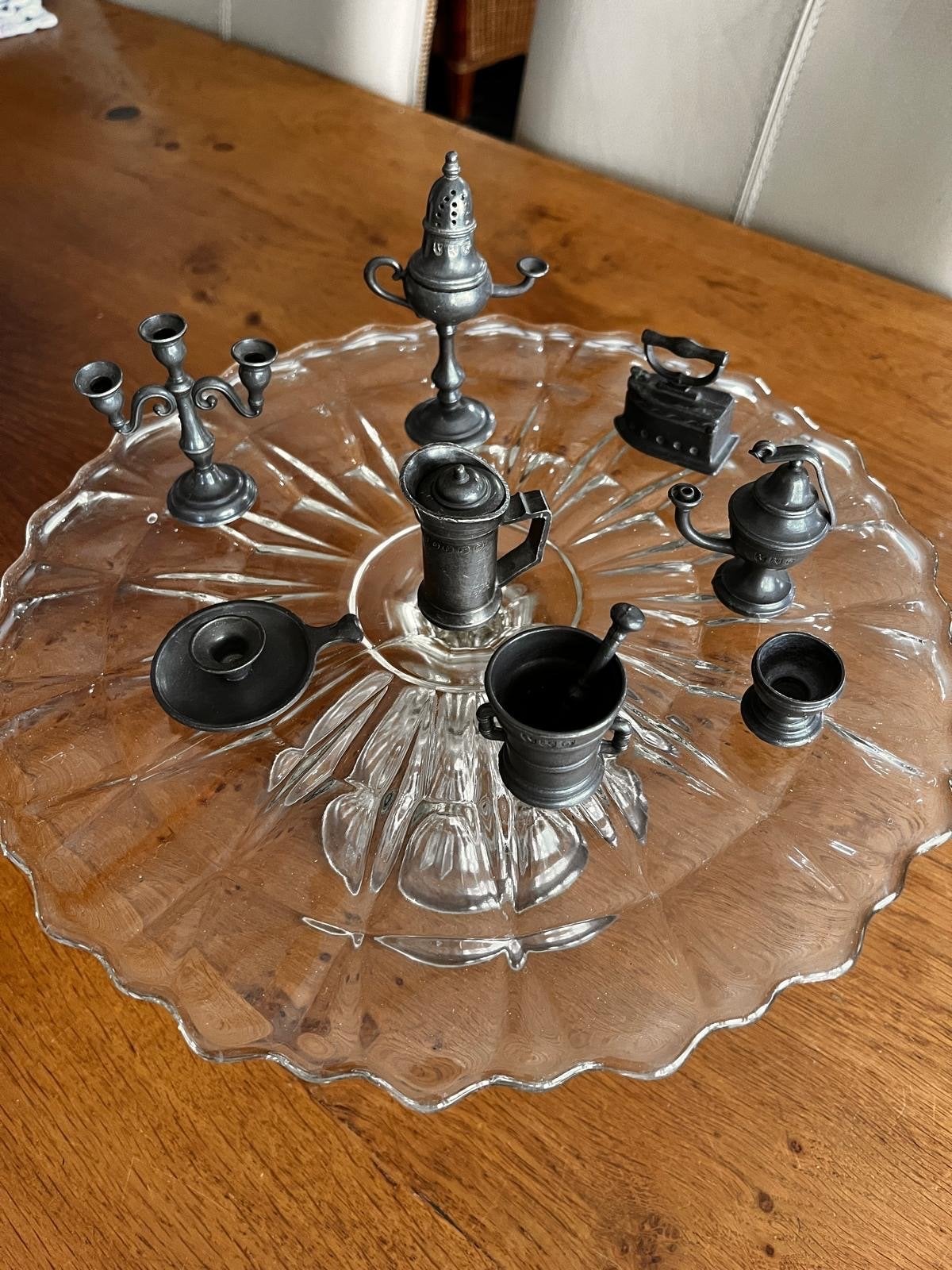 Antieke tinnen miniatuur huishoudelijke voorwerpen set, Antiek en Kunst, Antiek | Tin, Ophalen of Verzenden