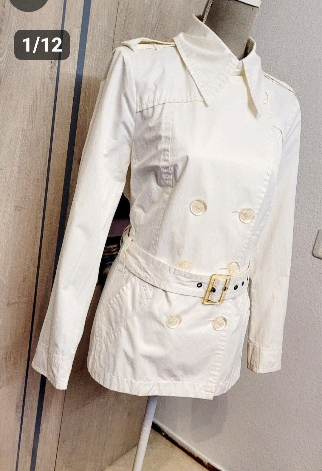 Creenstone Trenchcoat Dames Maat 44 Wit Zo goed als nieuw, Wit, Creenstone, Maat 42/44 (L), Ophalen of Verzenden
