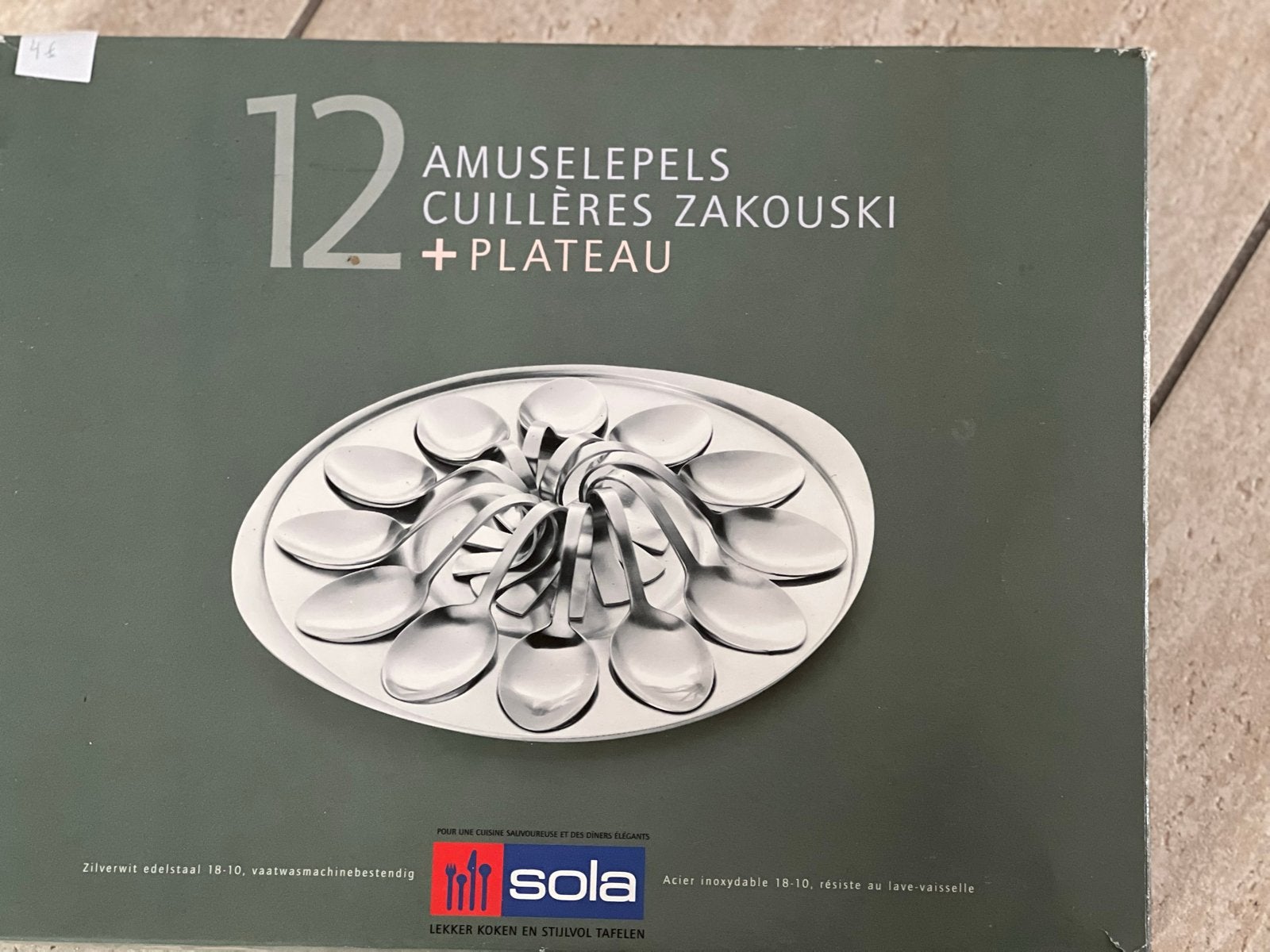 Sola Amuselepel Set met Plateau - 12 stuks, Sola, Bestekset, Overige typen, Ophalen of Verzenden