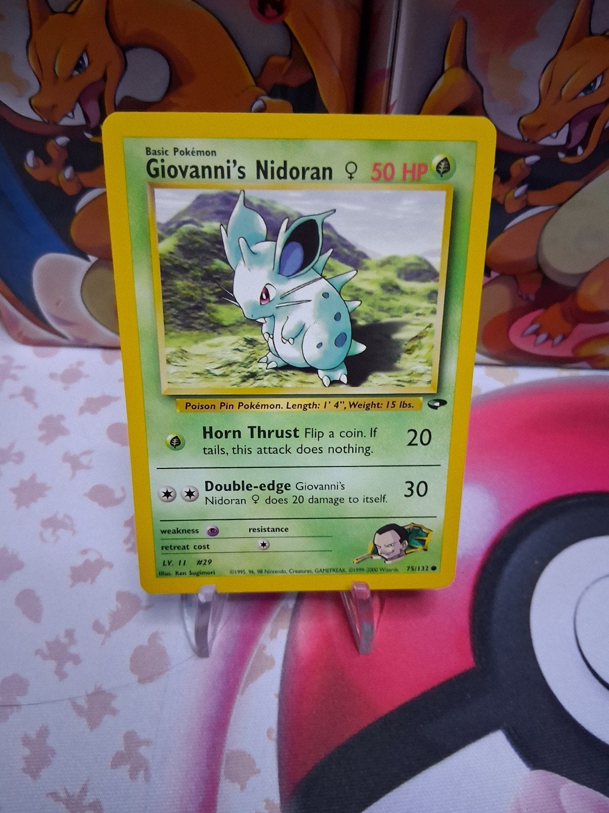 Pokémon Kaart: Giovanni's Nidoran (Gym Challenge), Ophalen of Verzenden, Gebruikt, Losse kaart