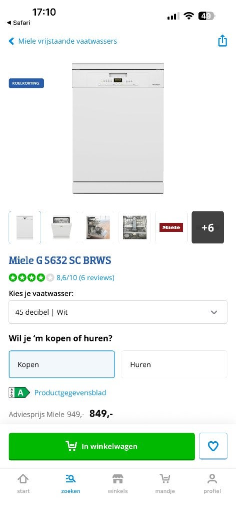 Miele  vaatwasser, vrijstaand. G5022sc, Witgoed en Apparatuur, Vaatwasmachines, Ophalen, Zo goed als nieuw, 85 tot 90 cm, 45 tot 60 cm