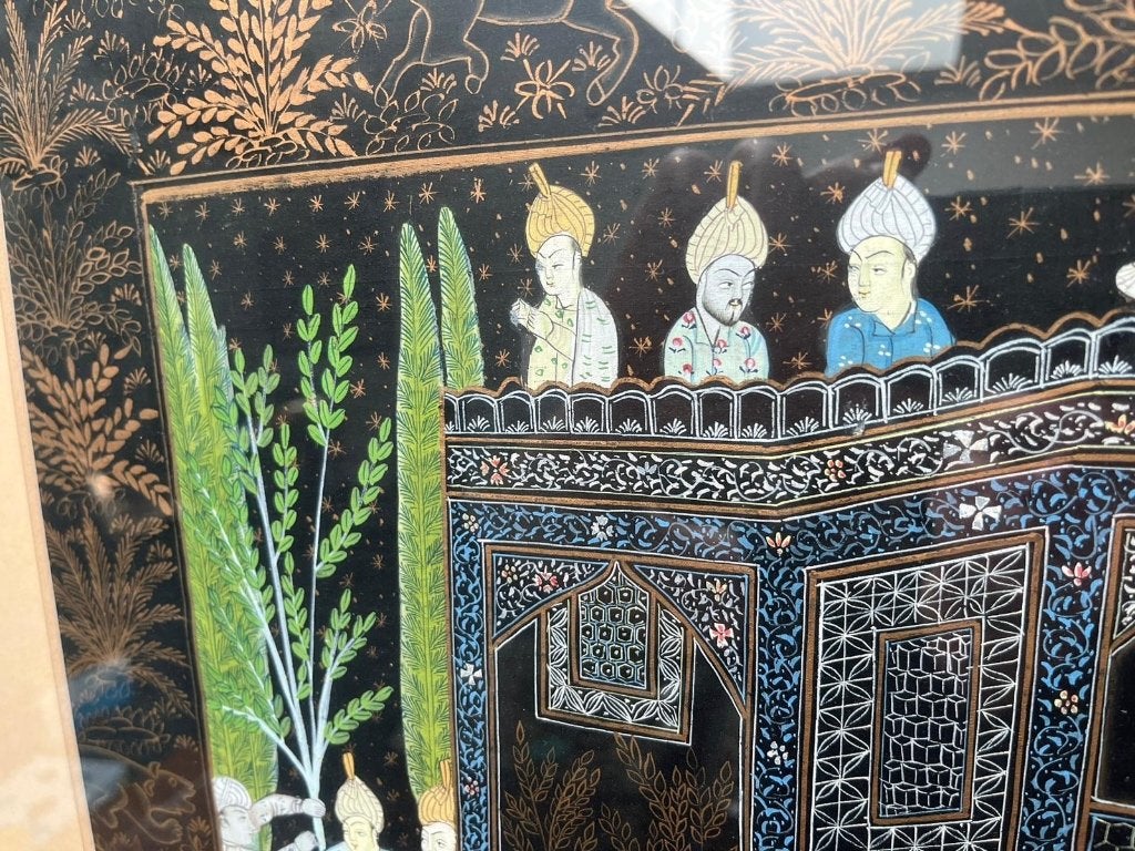 Indiase Indian Mughal scene painting schilderij oud papier, 50 – 75, Verburgt Vintage, Ophalen of Verzenden, Schipluidenlaan 20 5035KJ Tilburg
