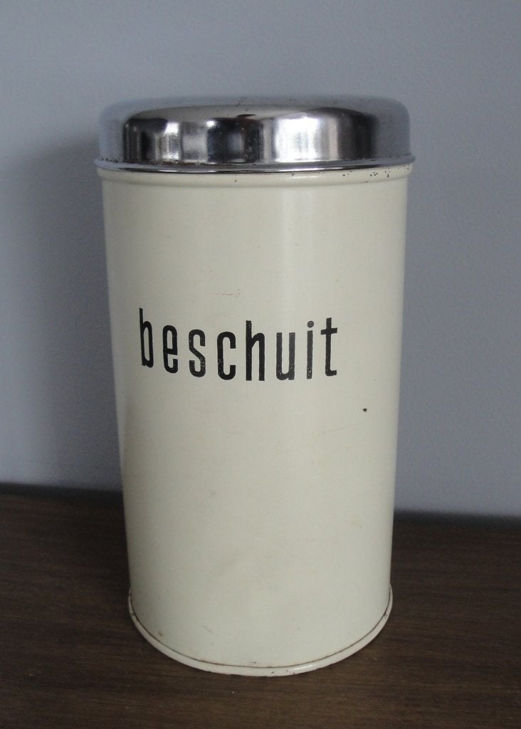 OUDE BROCANTE "BRABANTIA" BESCHUITBUS, Beige, Gebruikt, Ophalen of Verzenden, Voorraadpot