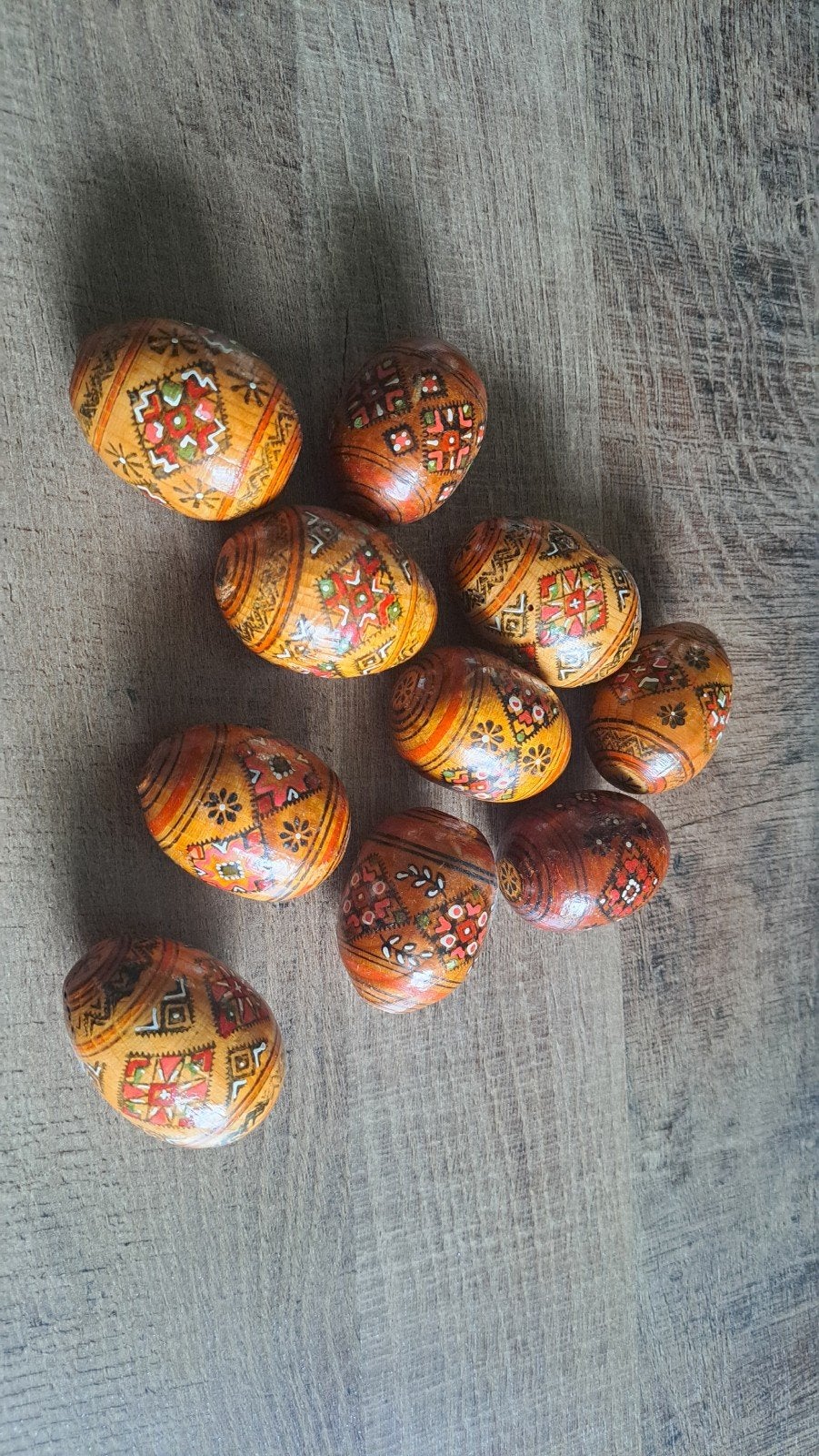 10 houten paaseieren, Ophalen of Verzenden, Zo goed als nieuw