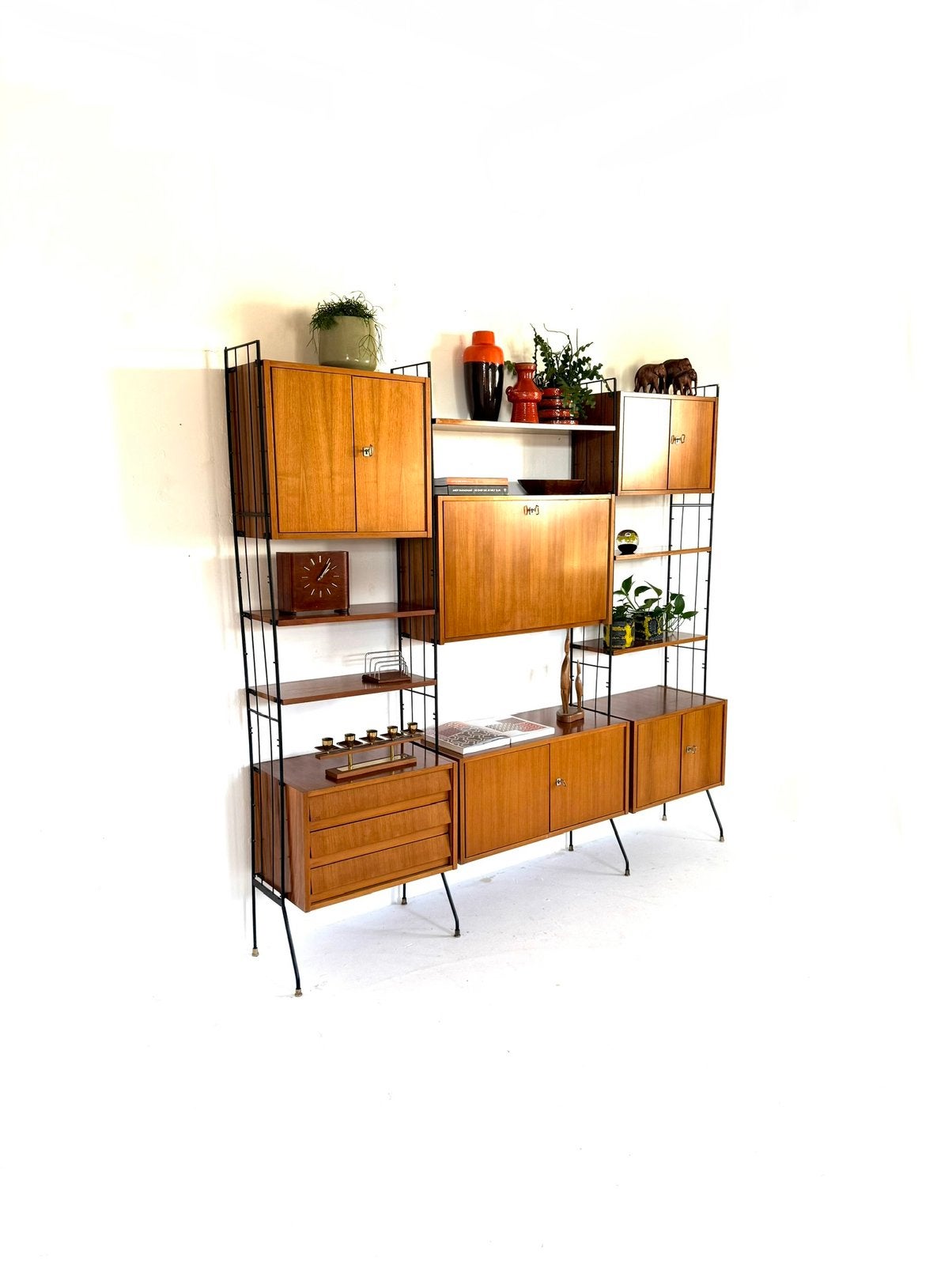 Vintage vrijstaand modulair wandmeubel, Köch Möbel ‘60, Huis en Inrichting, Overige houtsoorten, 150 tot 200 cm, Köch Möbel, Ophalen of Verzenden