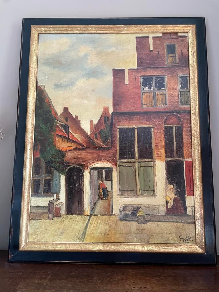 Schilderij C. vd Lugt - Het Straatje Vermeer (1942), Ophalen