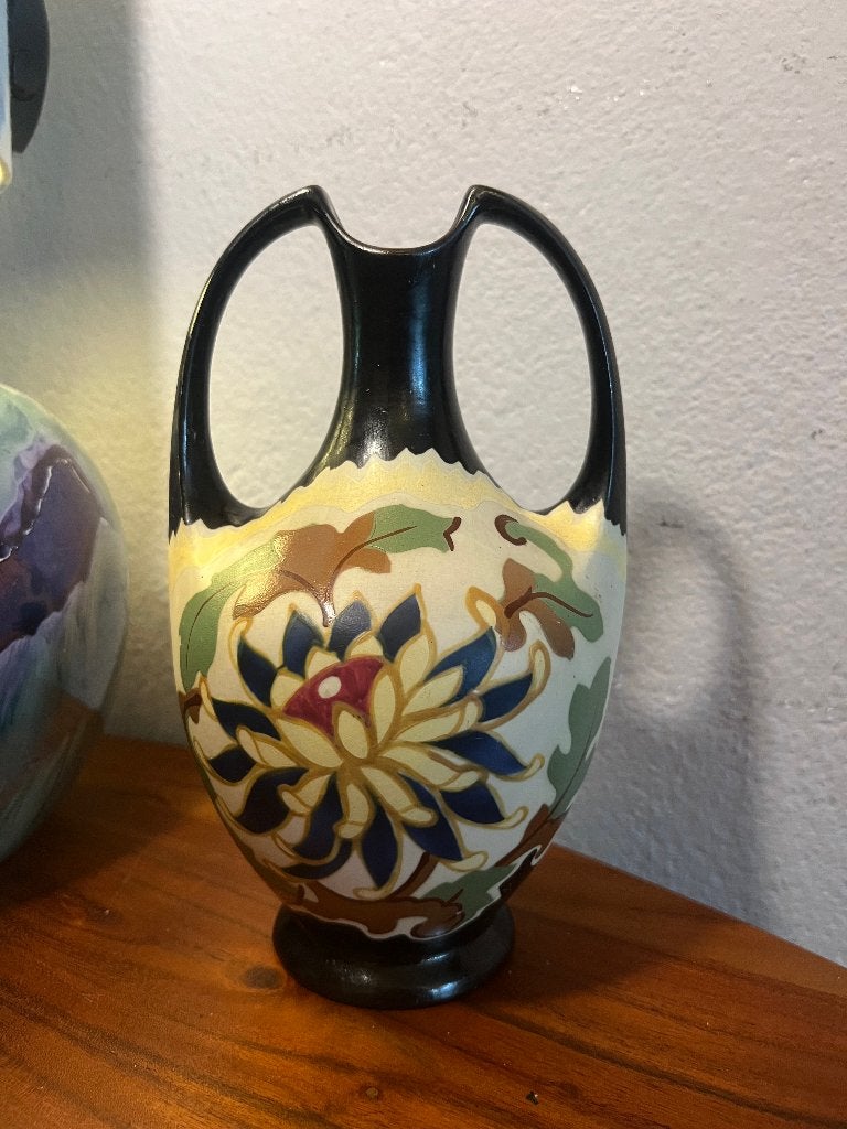 Antiek plateel oorvaas oren vaas art nouveau deco jugendstil, Ophalen of Verzenden