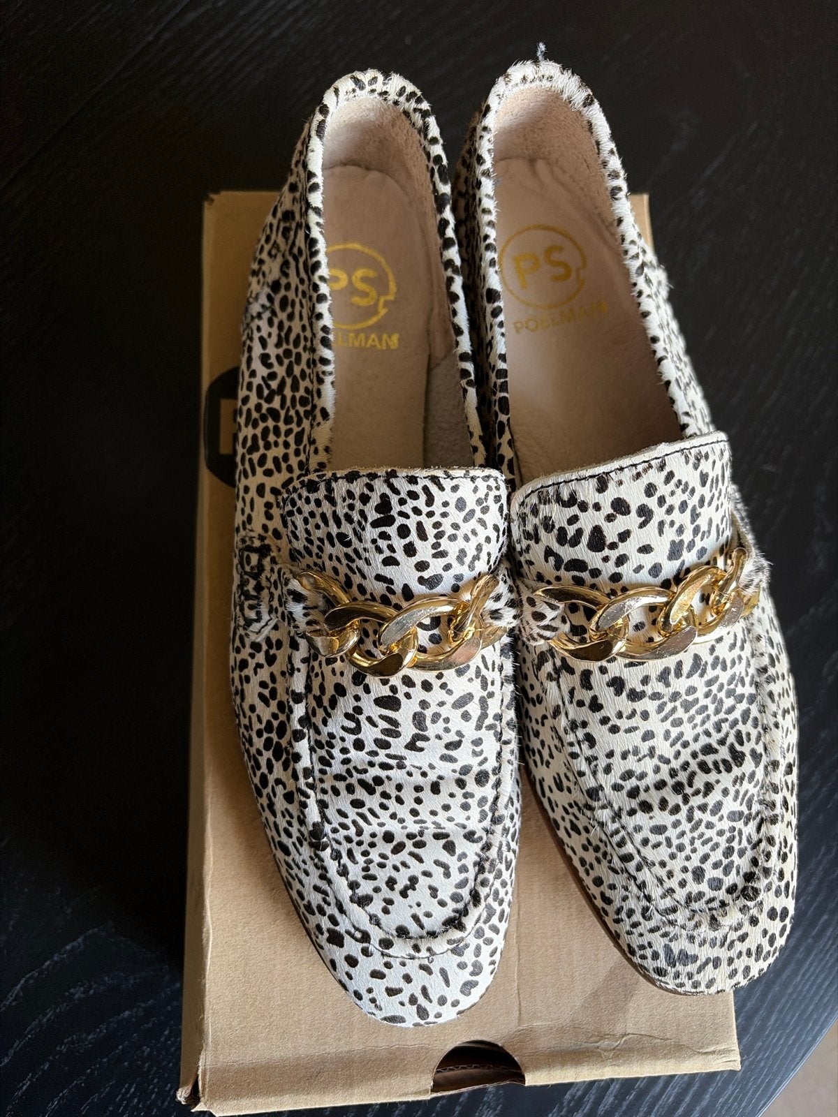 PS Poelman loafers met ketting - Dalmatiër print, Ophalen, Zo goed als nieuw, Wit, Instappers