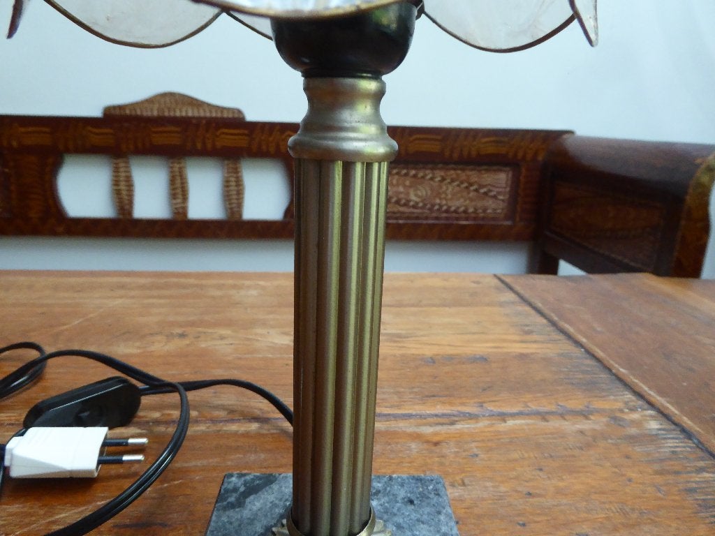 Vintage lampje met kapje van Capiz schelpen, Ophalen of Verzenden