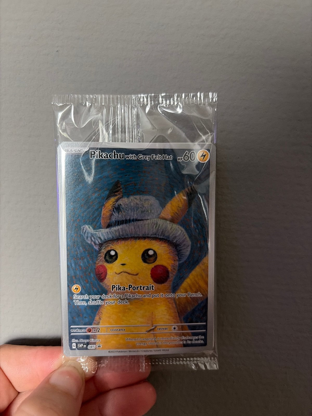 Pikachu met Grijze Vilten Hoed Pokémon Kaart, Ophalen, Nieuw, Losse kaart
