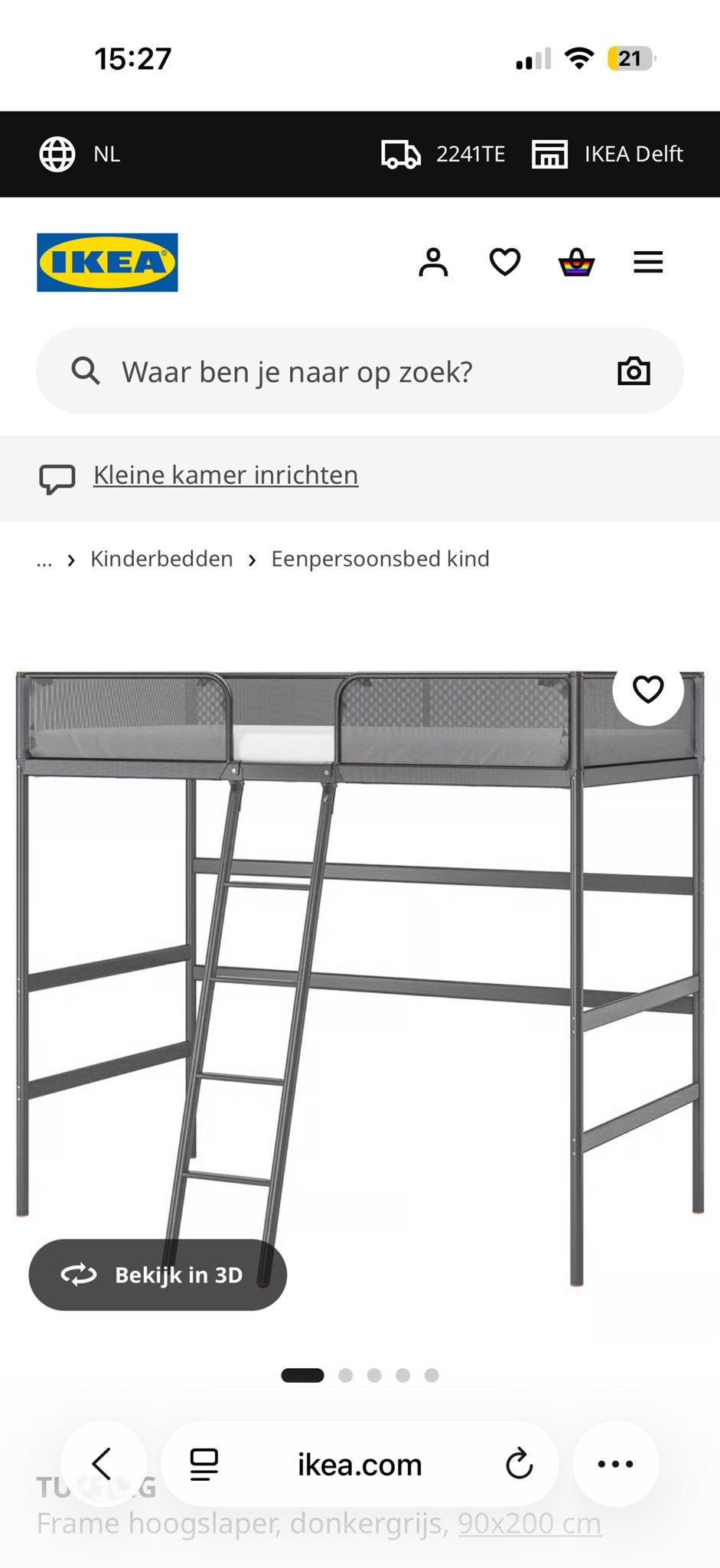 kinderbed/stapelbed zonder matras, Ophalen, Gebruikt, 90 cm, Zwart