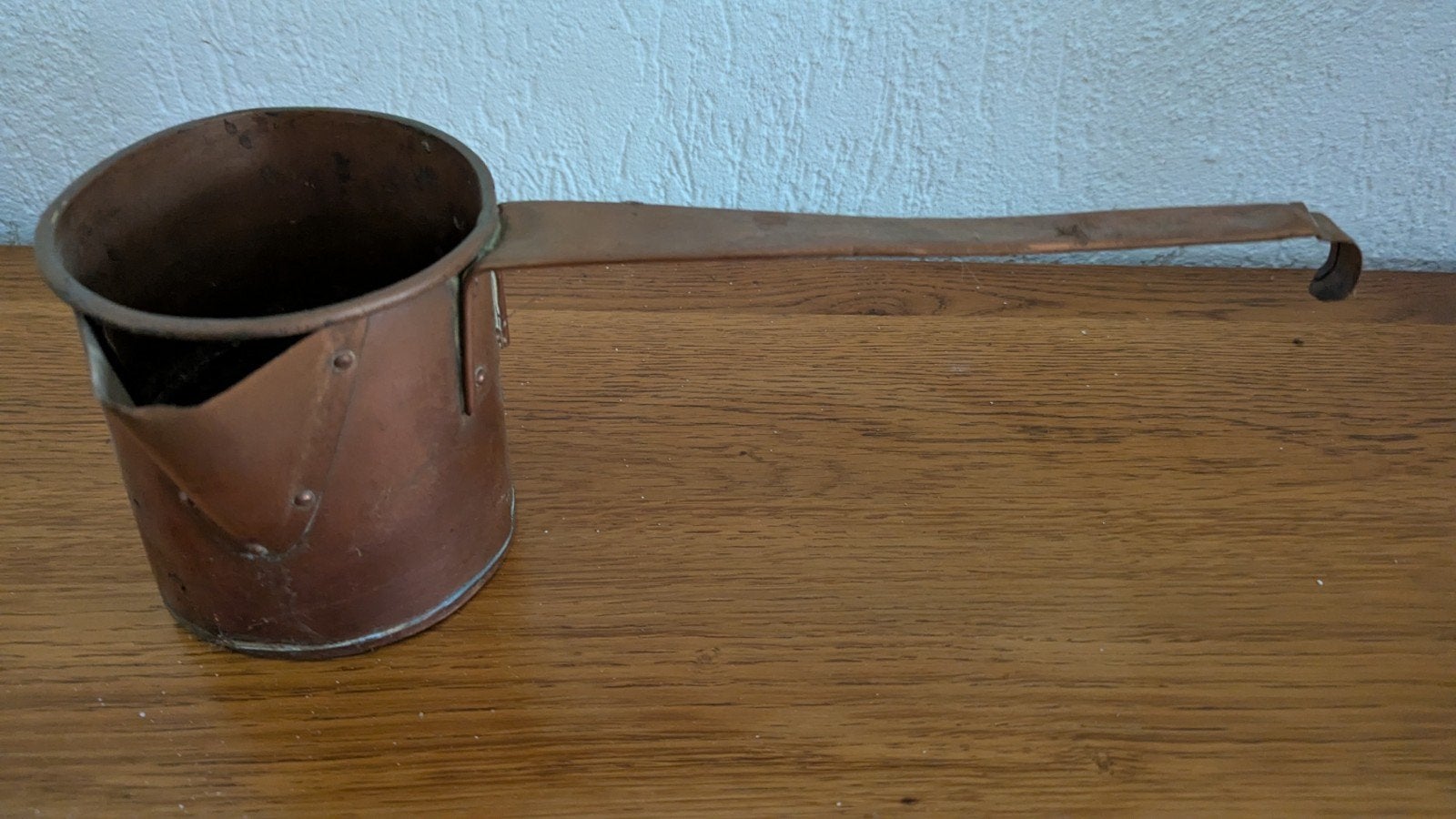 Antieke koperen pollepel met lange steel, Antiek en Kunst, Ophalen of Verzenden