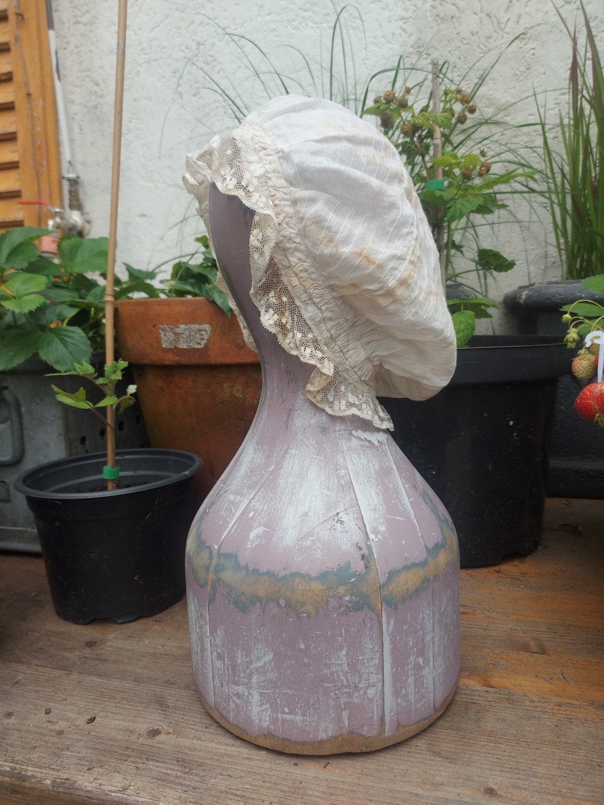 Antieke mutsenkop + muts, Antiek en Kunst, Ophalen of Verzenden