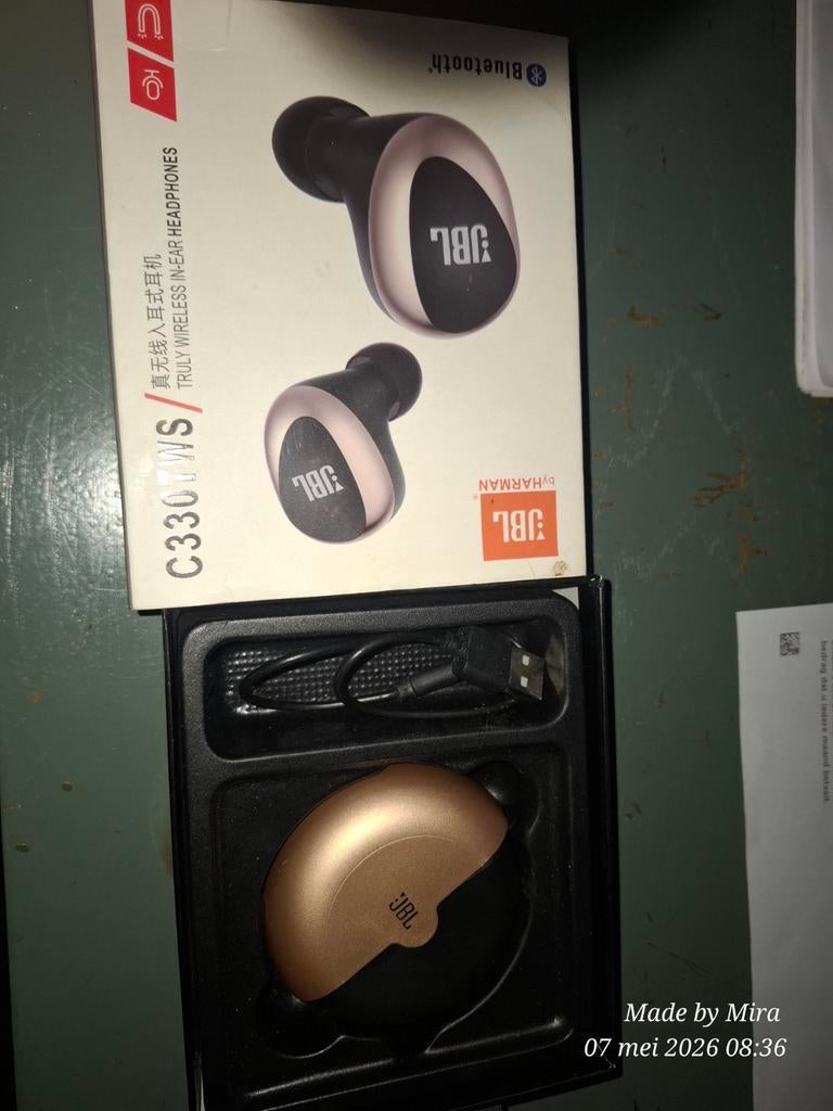 JBL C330TWS Draadloze In-Ear Hoofdtelefoon Goud, Audio, Tv en Foto, Koptelefoons, Ophalen of Verzenden, Zo goed als nieuw, Draadloos
