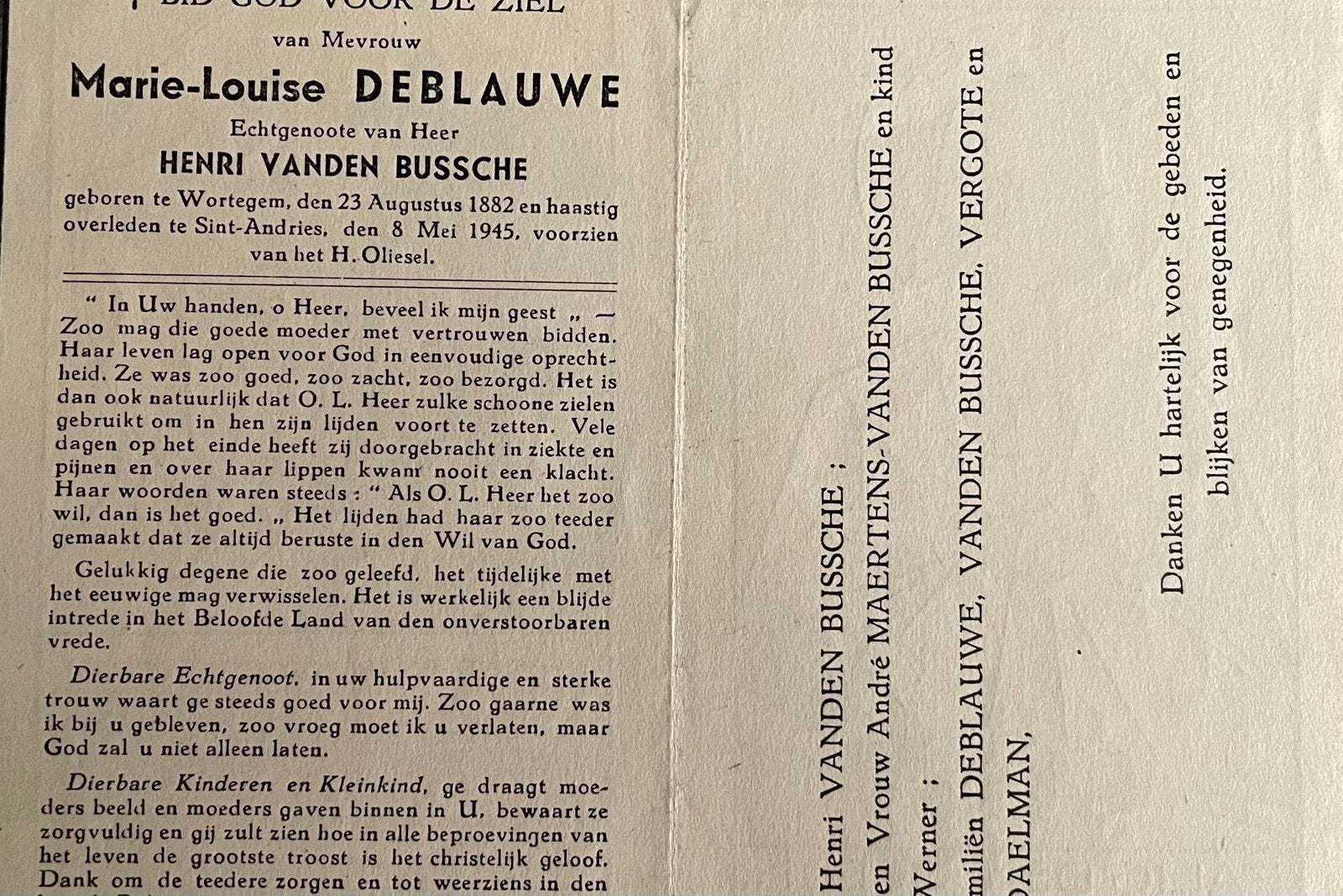 Marie-Louise Deblauwe Wotelgem (B) 1882, Ophalen of Verzenden